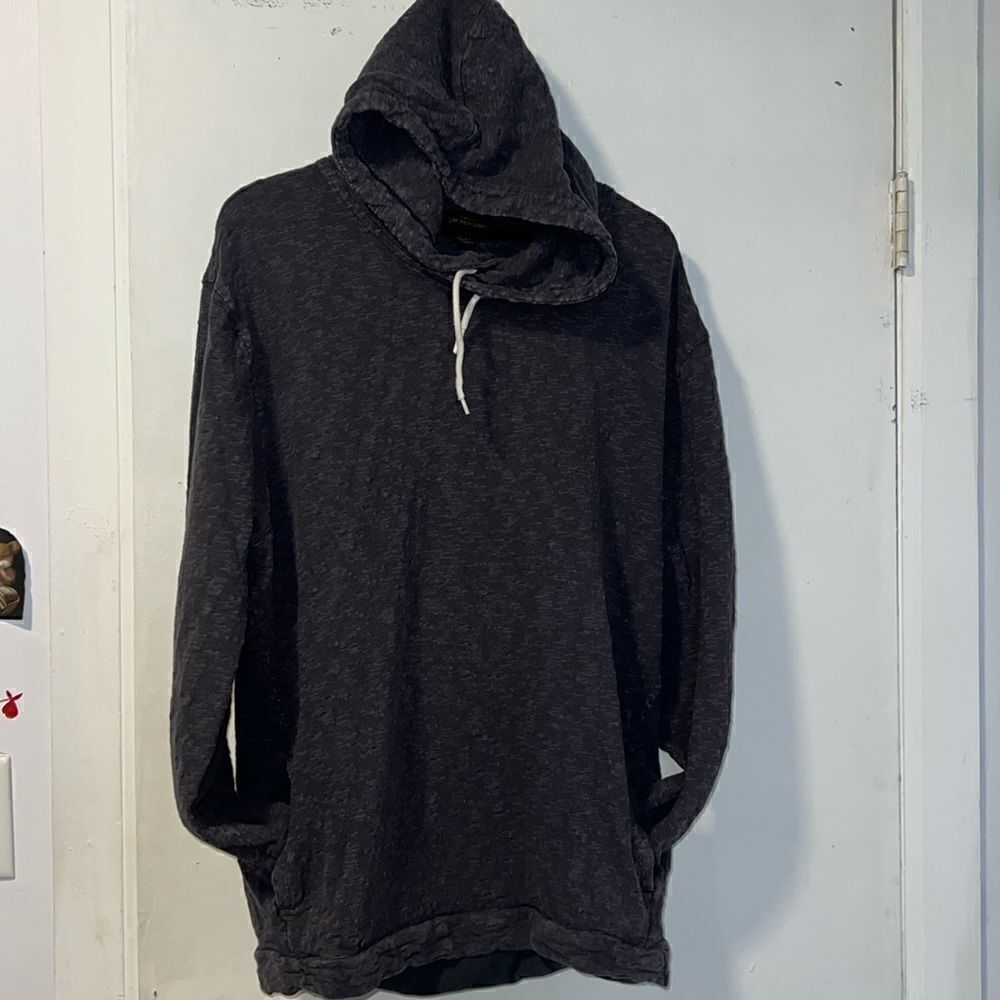 URBAN OUTFITTERS CPO Provisions Dark Grey Burnout Waffle-knit Hoodie-XL